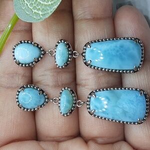 925 Genuine Larimar Drop Earrings.